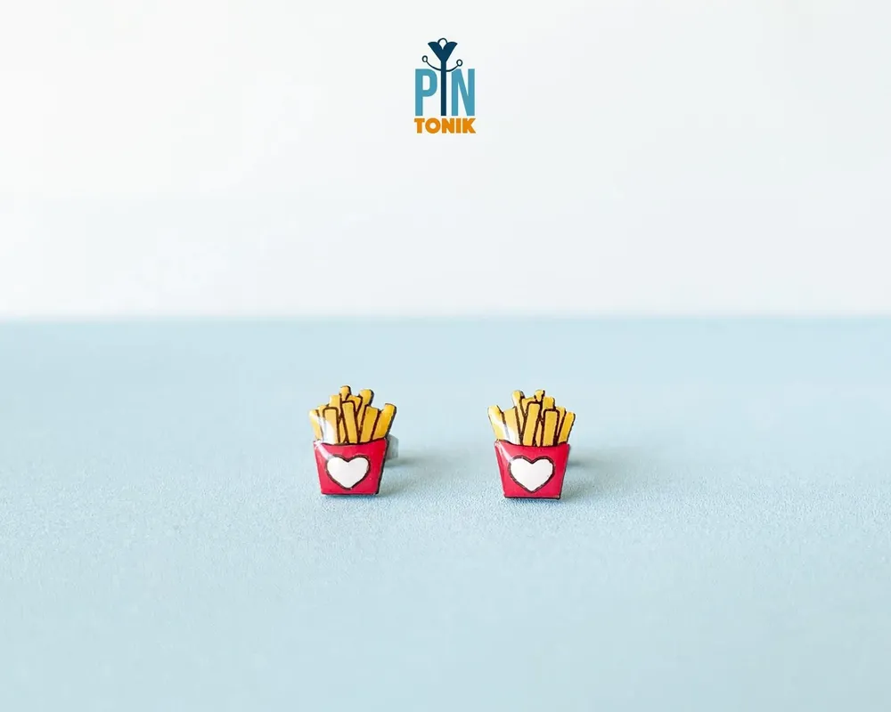 Jewelry - French Fries Earrings - Fun Foodie Gift - Chips Food Jewelry - Snack Studs - PINTONIK