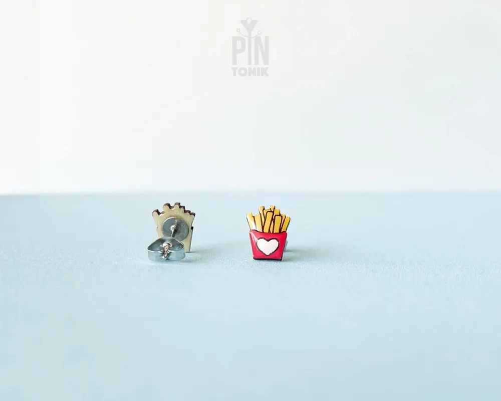 Jewelry - French Fries Earrings - Fun Foodie Gift - Chips Food Jewelry - Snack Studs - PINTONIK
