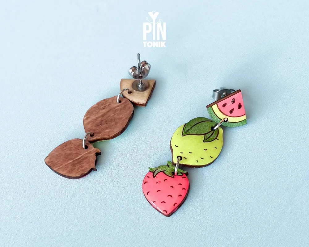 Jewelry - Neon Summer Fruit Earrings - Strawberry, Lemon, Watermelon - PINTONIK