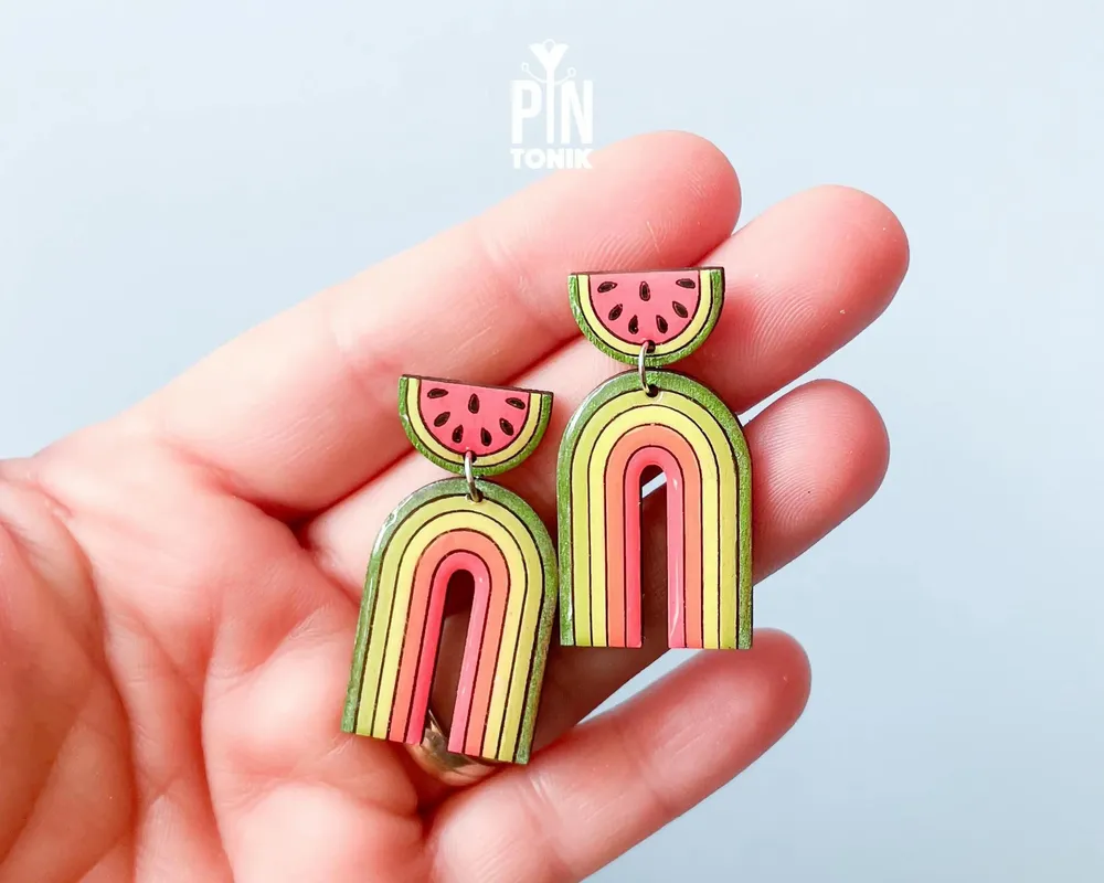 Jewelry - Watermelon Earrings - Summer Rainbow Jewelry - Fun Beach Gifts - PINTONIK