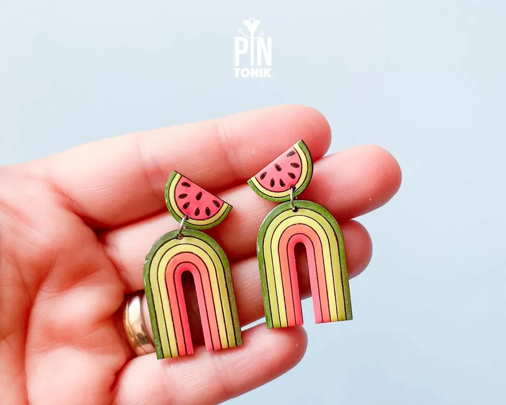 Jewelry - Watermelon Earrings - Summer Rainbow Jewelry - Fun Beach Gifts - PINTONIK