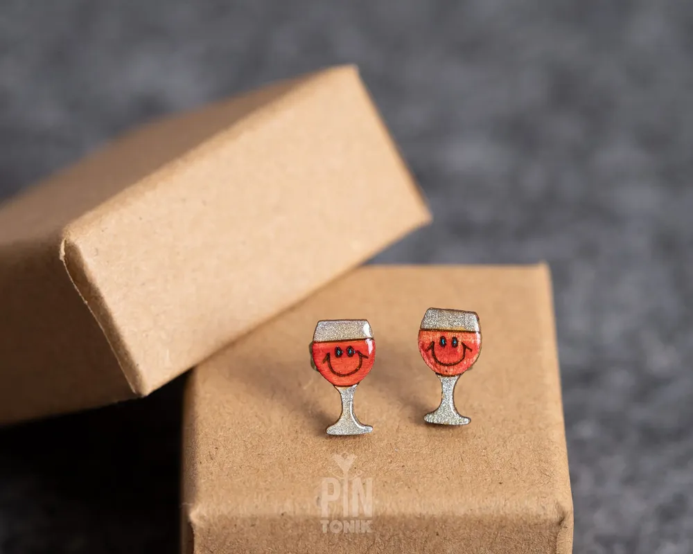 Jewelry - Kawaii Wine Stud Earrings - Quirky Gifts for New Mom or 21st Birthday - Funky Earrings - PINTONIK