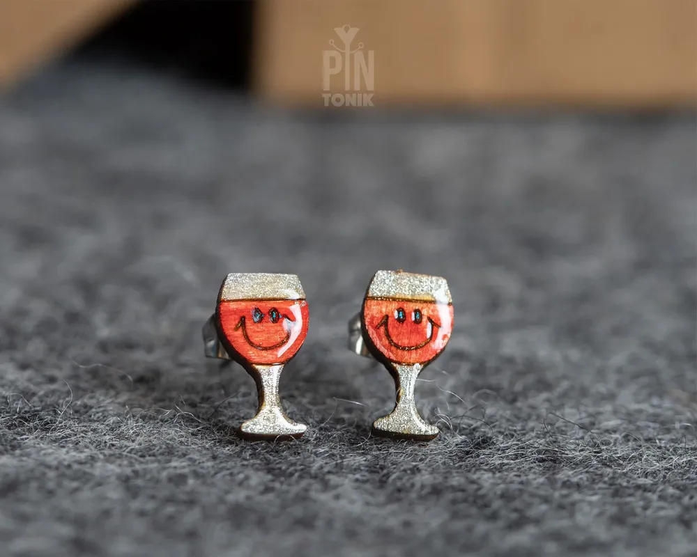 Jewelry - Kawaii Wine Stud Earrings - Quirky Gifts for New Mom or 21st Birthday - Funky Earrings - PINTONIK