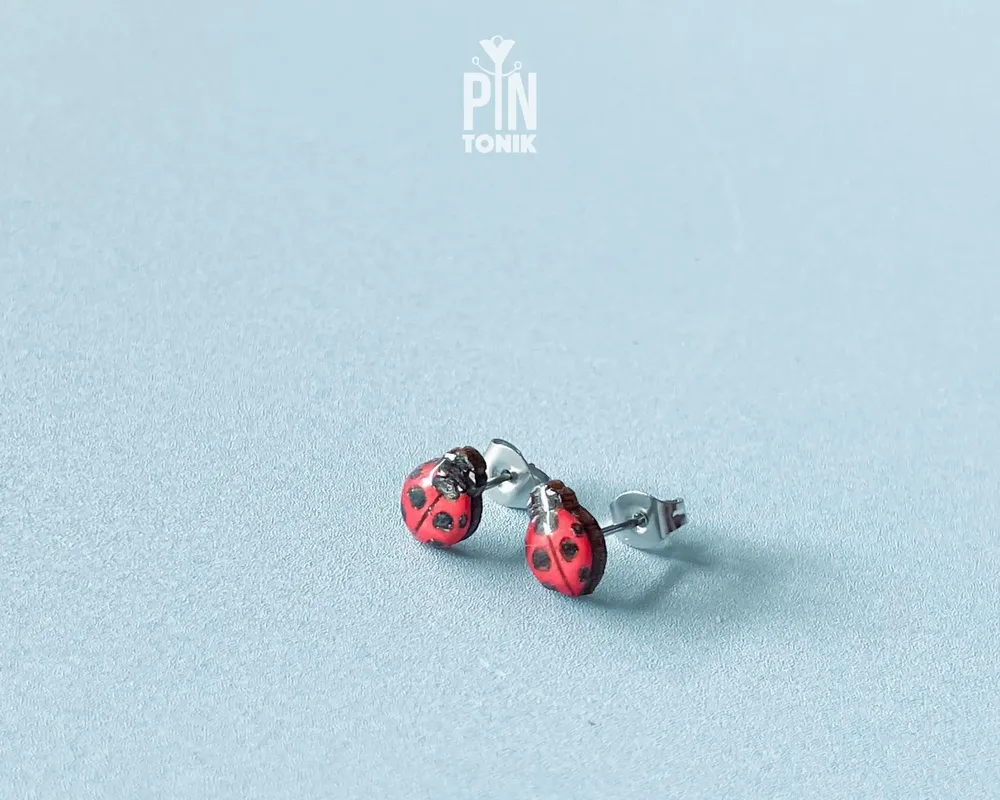 Jewelry - Ladybug Earrings - Ladybird Beetle Stud Earrings - Tiny Insect Jewelry - Good Luck Gifts - PINTONIK