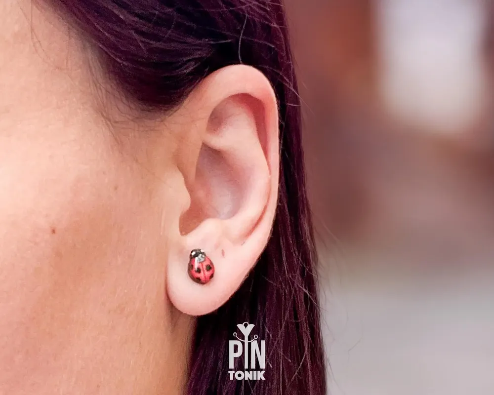 Jewelry - Ladybug Earrings - Ladybird Beetle Stud Earrings - Tiny Insect Jewelry - Good Luck Gifts - PINTONIK