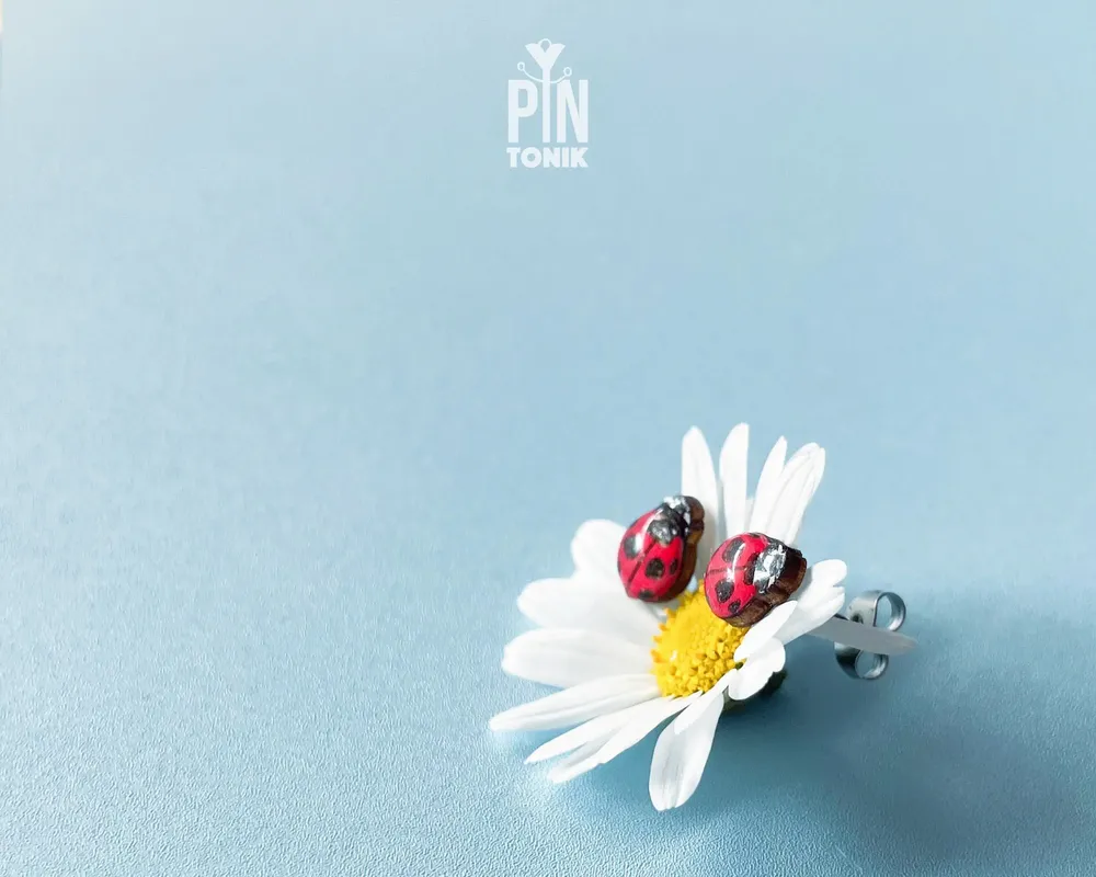 Jewelry - Ladybug Earrings - Ladybird Beetle Stud Earrings - Tiny Insect Jewelry - Good Luck Gifts - PINTONIK