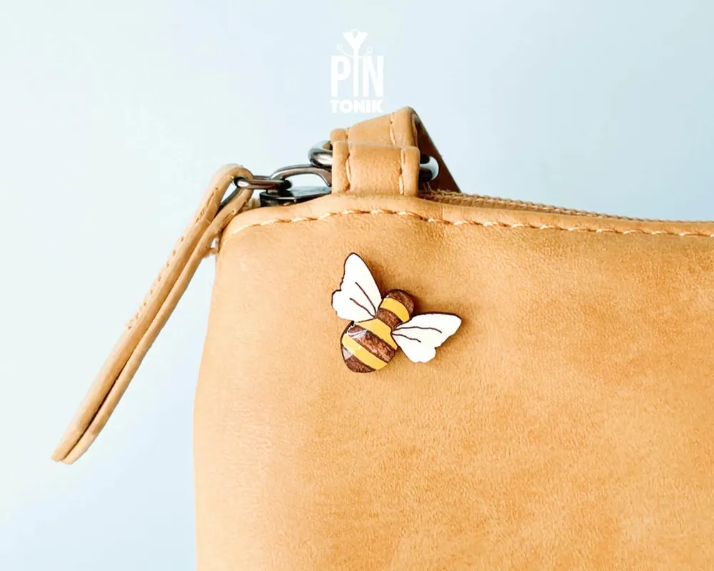 Bijoux - Broche abeille en bois - Broche insecte - PINTONIK