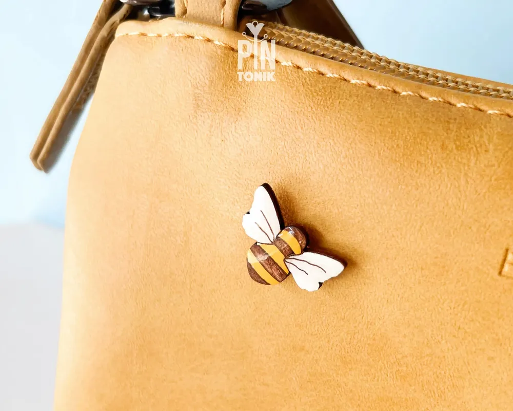 Bijoux - Broche abeille en bois - Broche insecte - PINTONIK