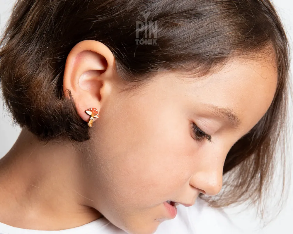 Jewelry - Red Mushroom Stud Earrings - PINTONIK