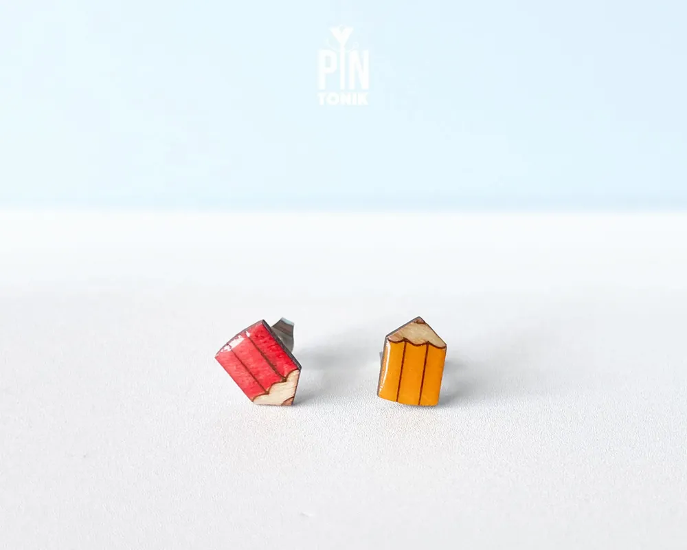 Jewelry - Mismatched Pencils Funky Earrings - Quirky Teenage Girl or Teacher Appreciation Gifts - PINTONIK