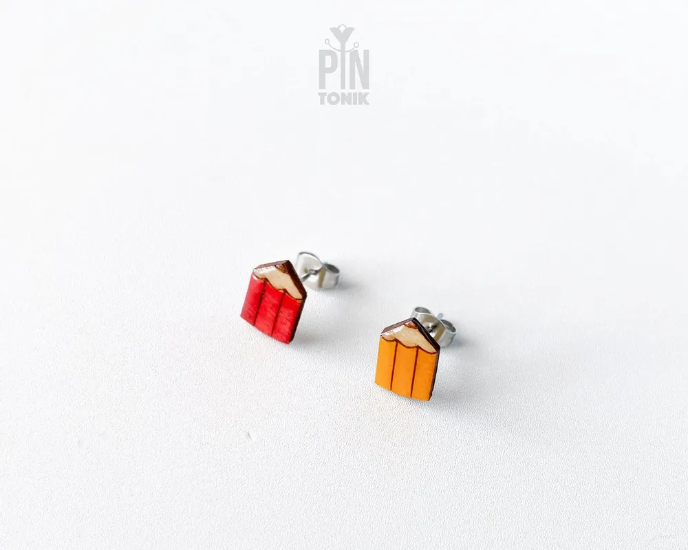 Jewelry - Mismatched Pencils Funky Earrings - Quirky Teenage Girl or Teacher Appreciation Gifts - PINTONIK