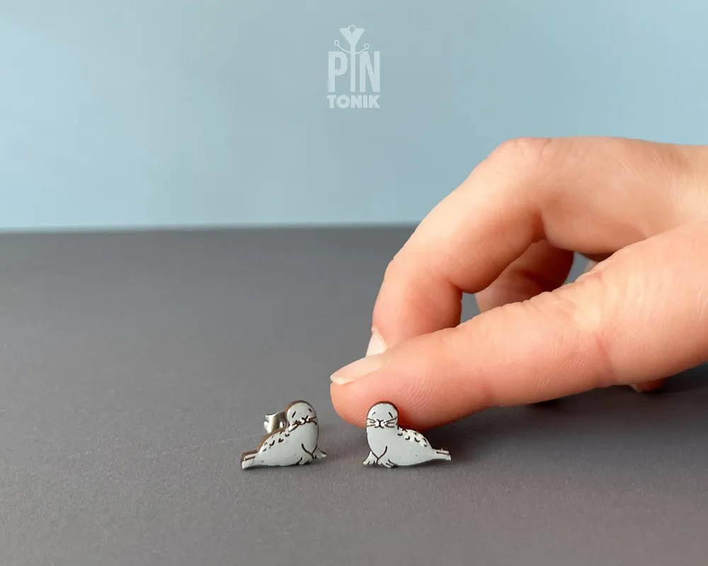 Jewelry - Manatee Stud Earrings - Fun Seal Jewelry - Summer Mismatched Earrings - Funny Sea Cow Gifts - PINTONIK