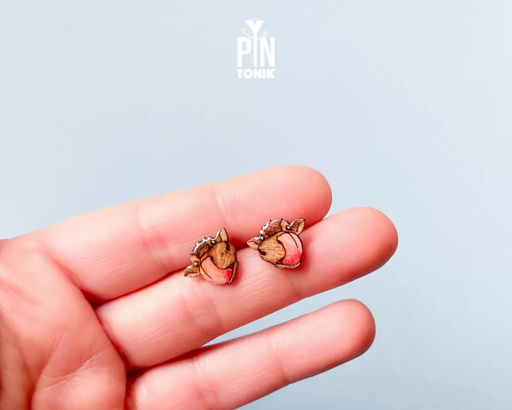 Bijoux - Boucles d'oreilles vache originales - Bijoux animaux en bois - PINTONIK