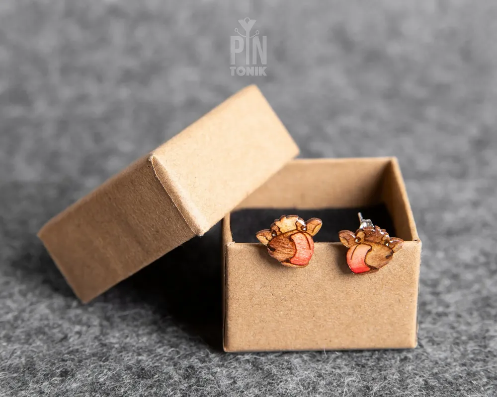 Bijoux - Boucles d'oreilles vache originales - Bijoux animaux en bois - PINTONIK