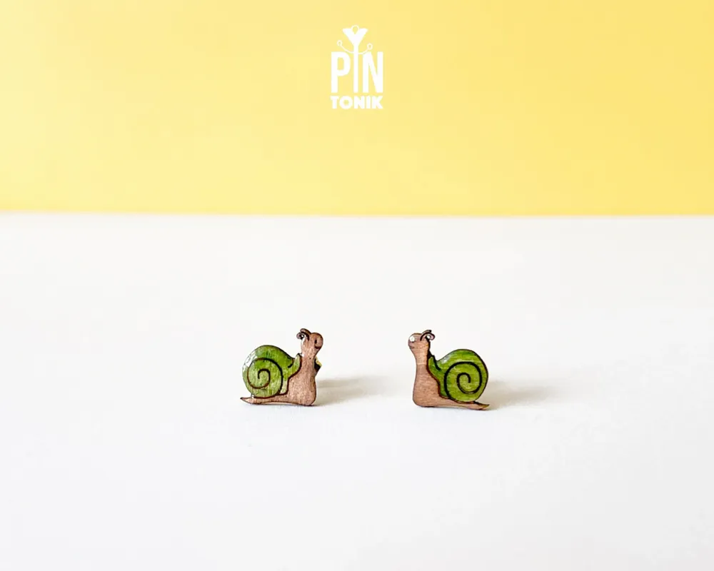 Jewelry - Wooden Snail Stud Earrings - PINTONIK