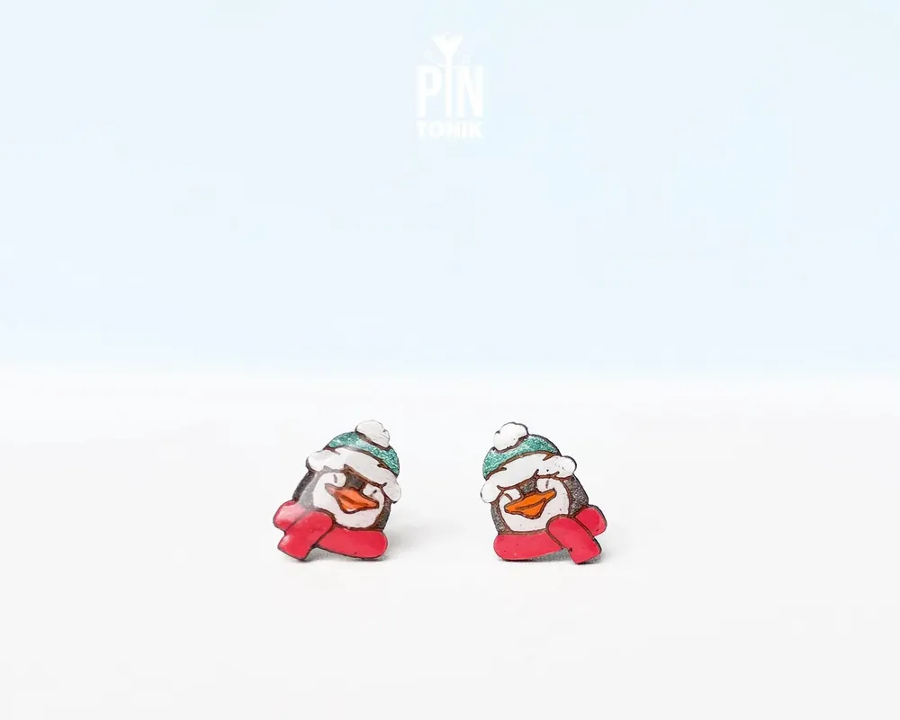 Bijoux - Boucles d'oreilles pingouin - Bijoux de Noël mignons - Boucles d'oreilles animaux - Cadeau idéal pour les fêtes ou à glisser dans une chaussette de Noël. - PINTONIK