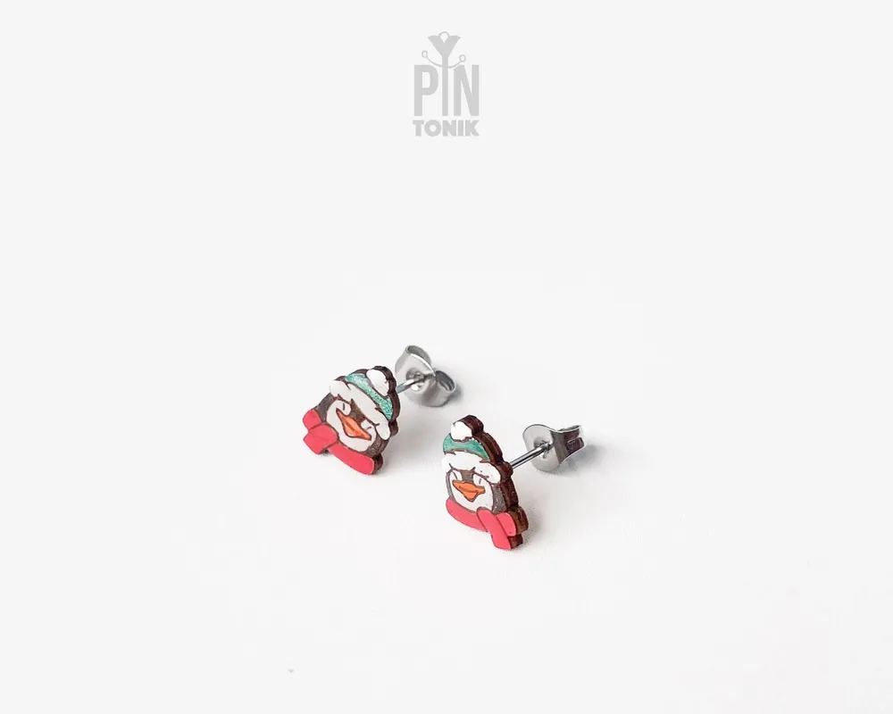 Bijoux - Boucles d'oreilles pingouin - Bijoux de Noël mignons - Boucles d'oreilles animaux - Cadeau idéal pour les fêtes ou à glisser dans une chaussette de Noël. - PINTONIK