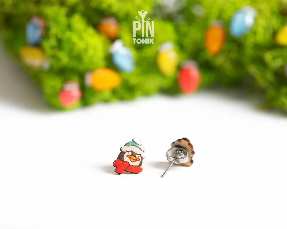 Bijoux - Boucles d'oreilles pingouin - Bijoux de Noël mignons - Boucles d'oreilles animaux - Cadeau idéal pour les fêtes ou à glisser dans une chaussette de Noël. - PINTONIK