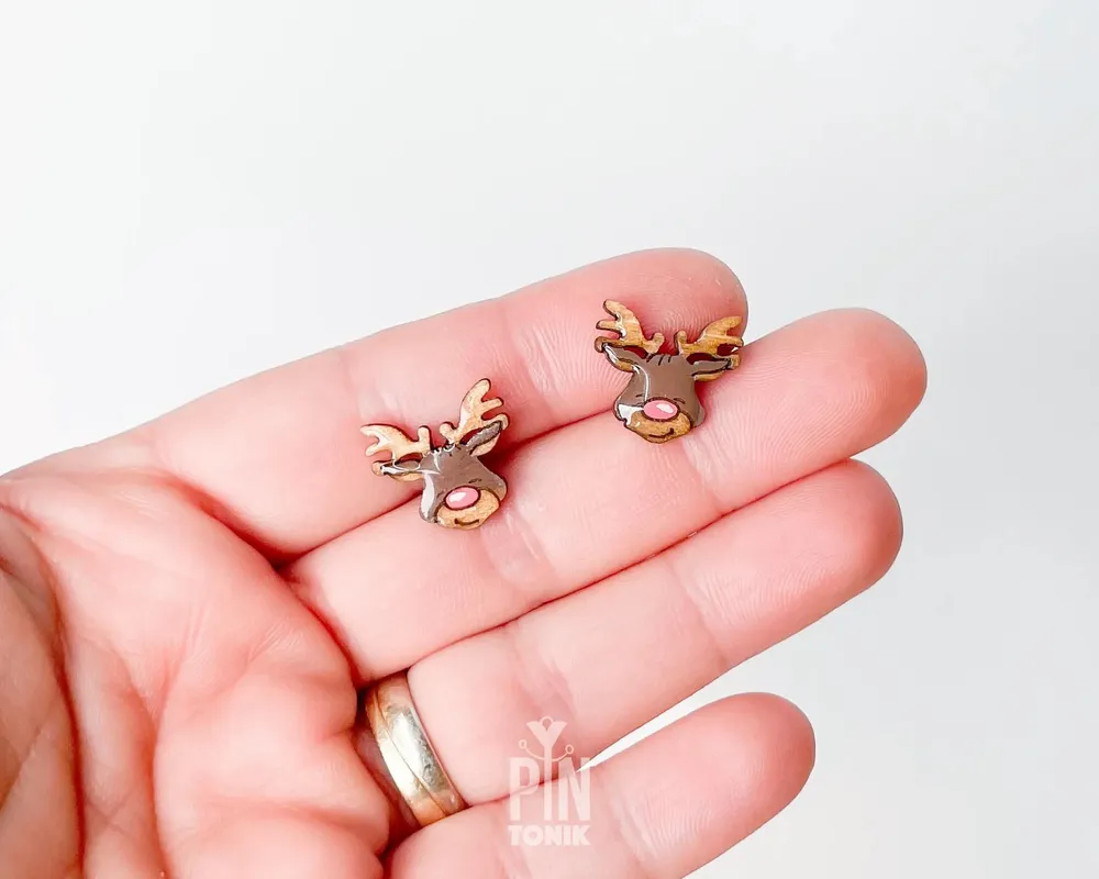 Bijoux - Boucles d'oreilles rennes de Noël - Bijoux d'hiver amusants avec le Père Noël et les rennes - PINTONIK