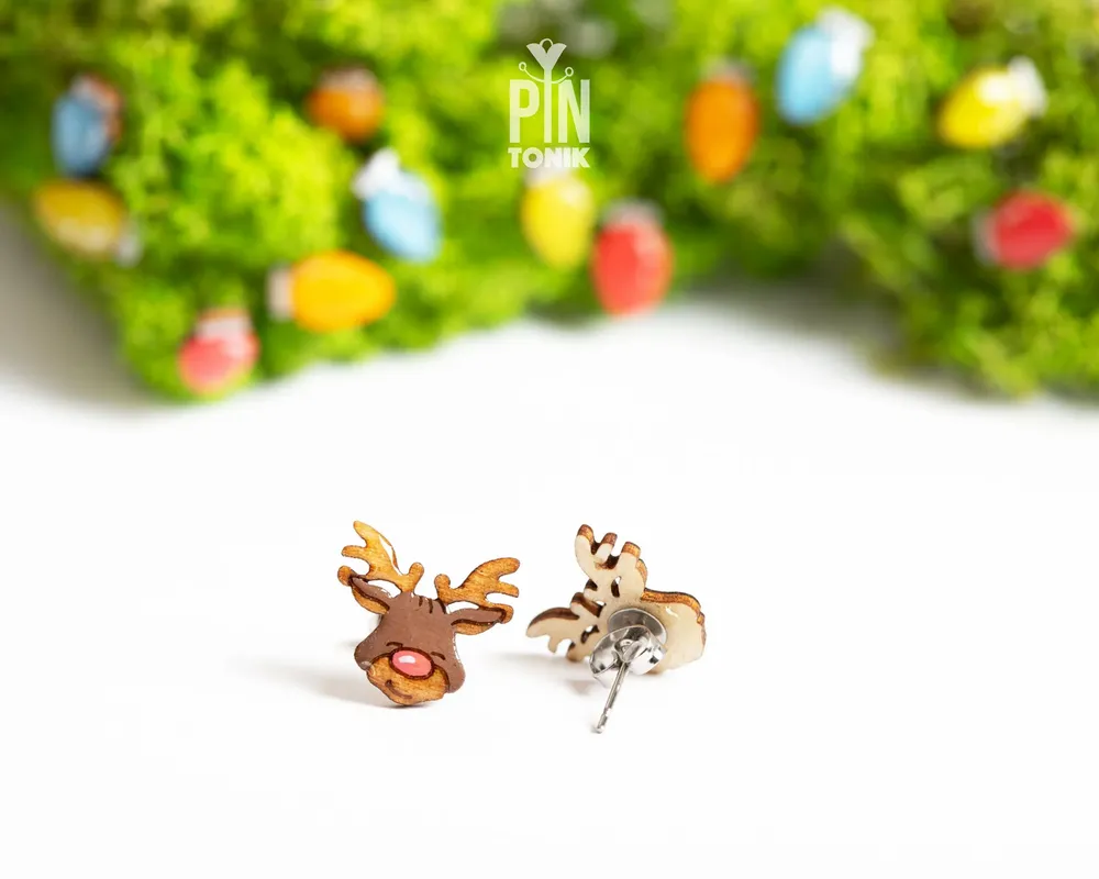 Bijoux - Boucles d'oreilles rennes de Noël - Bijoux d'hiver amusants avec le Père Noël et les rennes - PINTONIK