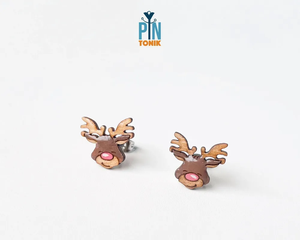 Bijoux - Boucles d'oreilles rennes de Noël - Bijoux d'hiver amusants avec le Père Noël et les rennes - PINTONIK