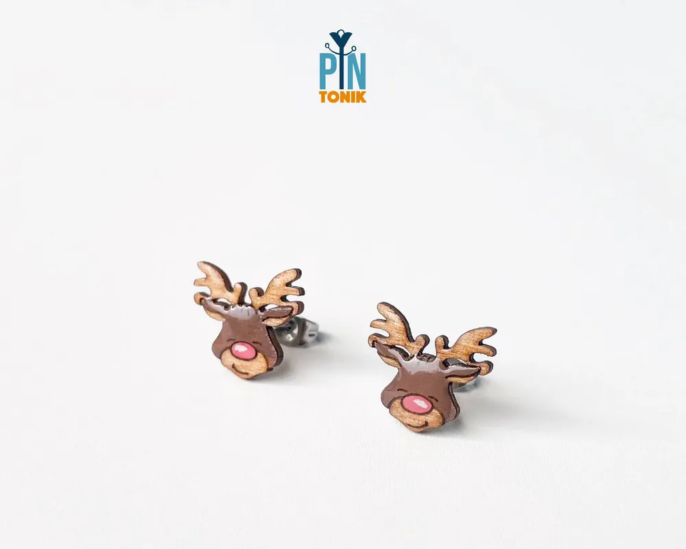 Bijoux - Boucles d'oreilles rennes de Noël - Bijoux d'hiver amusants avec le Père Noël et les rennes - PINTONIK