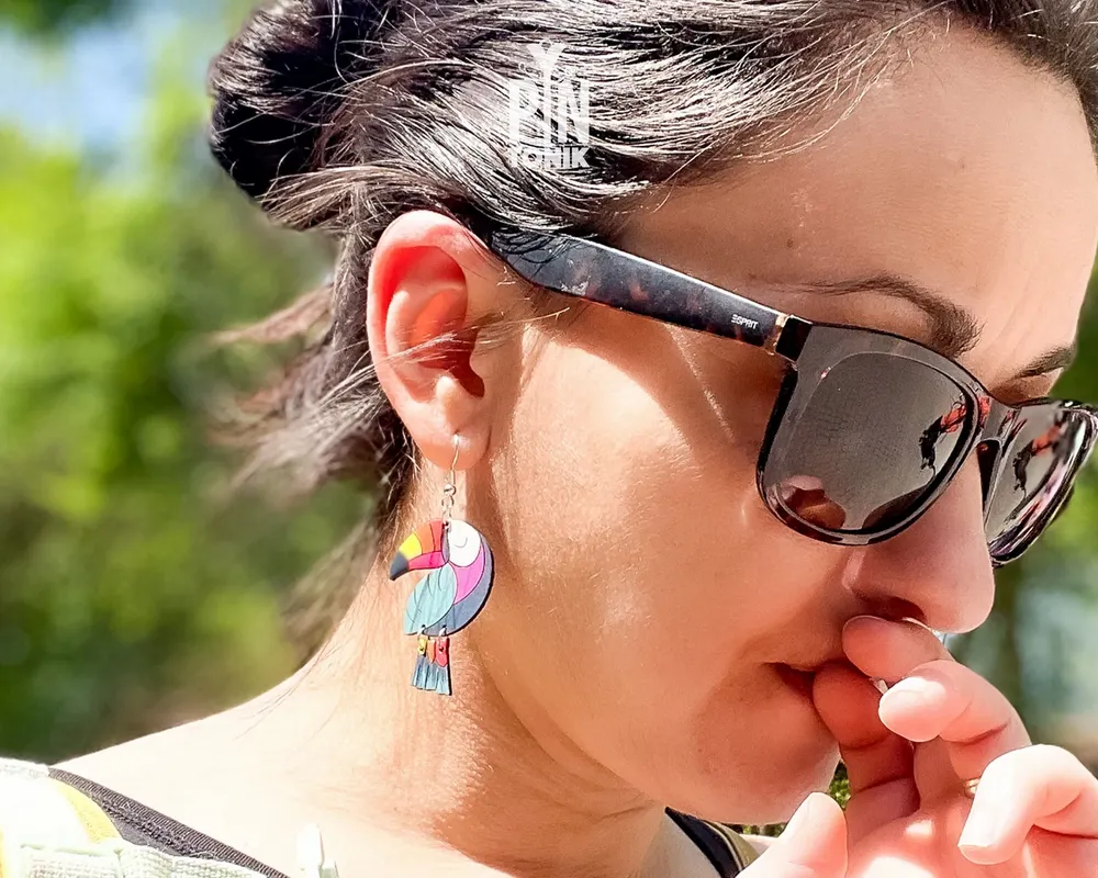 Jewelry - Toucan Bird Earrings - Colorful Beach Jewelry with Sterling Silver - PINTONIK
