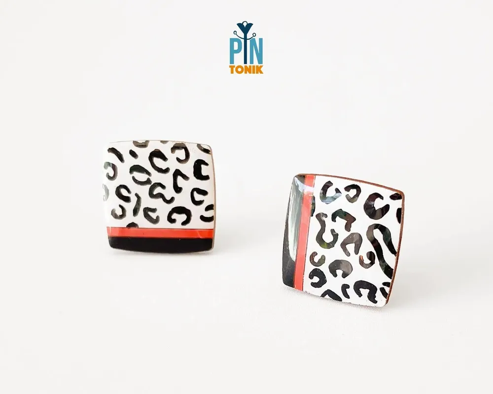 Jewelry - Leopard Print Stud Earrings - Retro Square Jewelry - PINTONIK