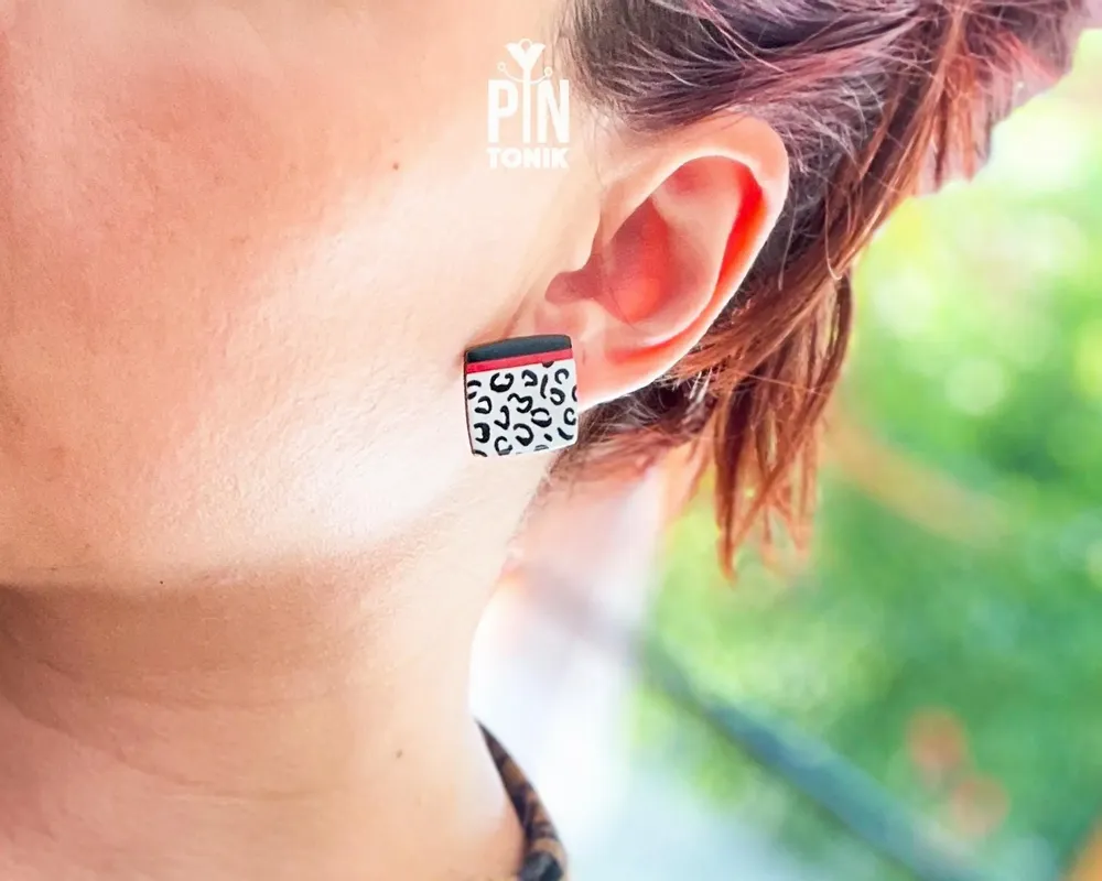 Jewelry - Leopard Print Stud Earrings - Retro Square Jewelry - PINTONIK