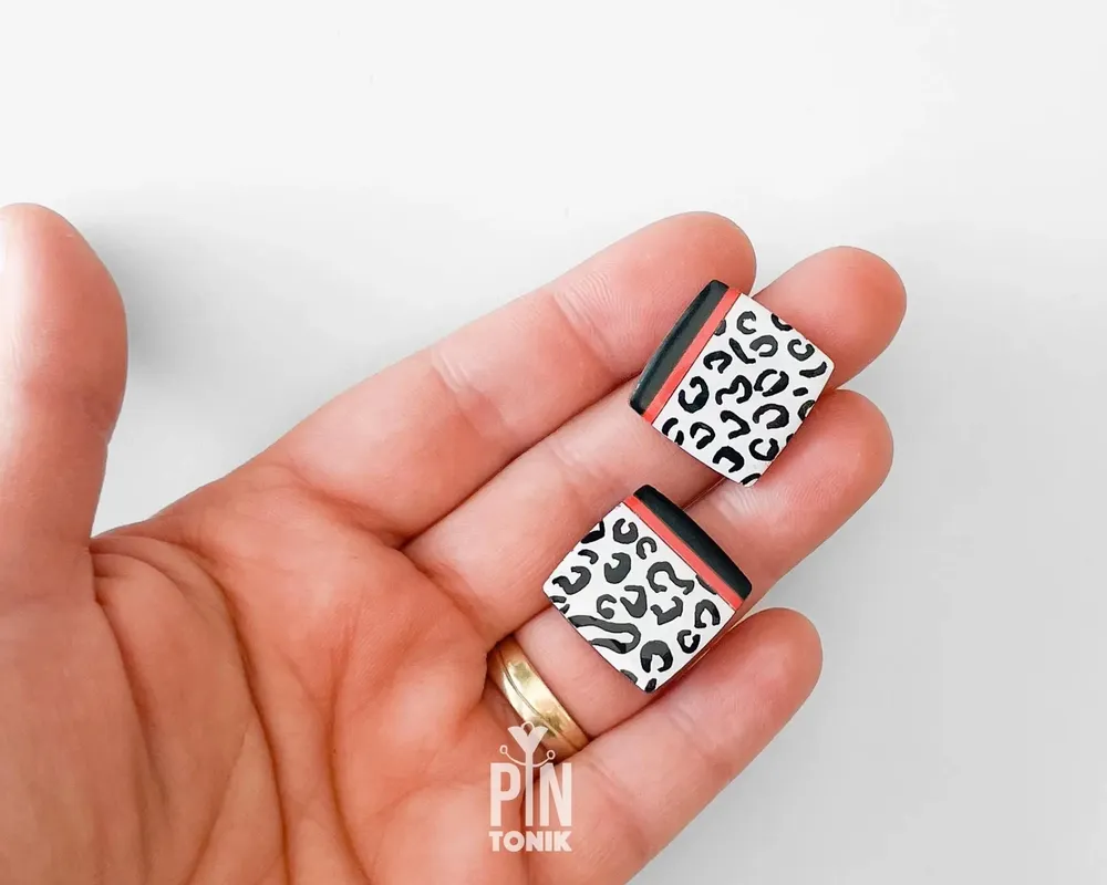 Jewelry - Leopard Print Stud Earrings - Retro Square Jewelry - PINTONIK