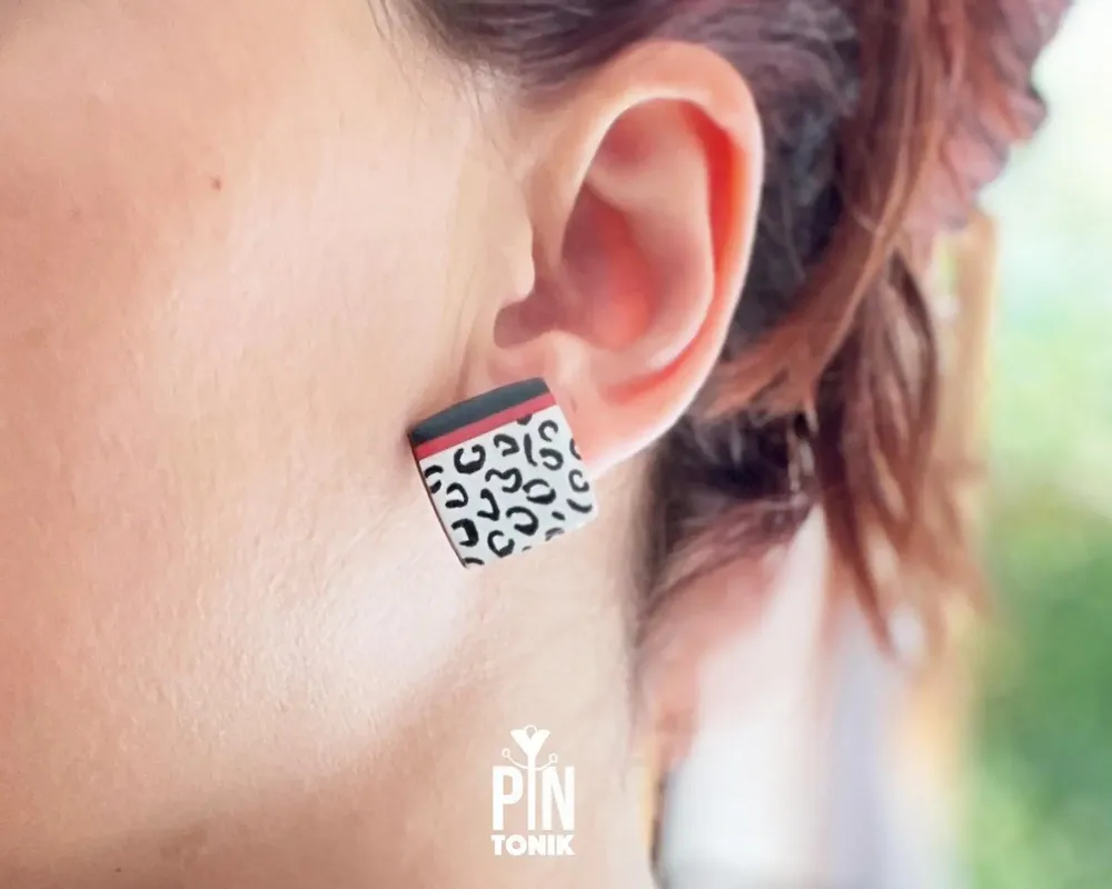Jewelry - Leopard Print Stud Earrings - Retro Square Jewelry - PINTONIK