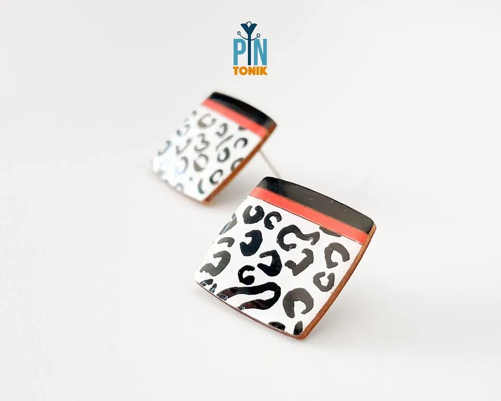 Jewelry - Leopard Print Stud Earrings - Retro Square Jewelry - PINTONIK