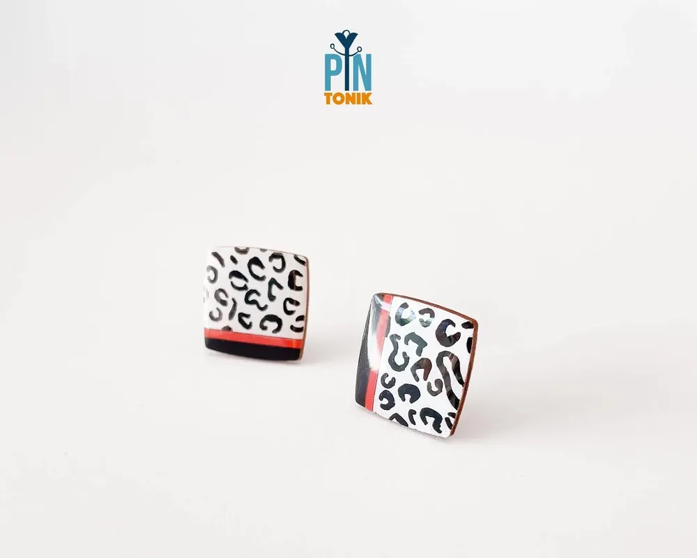Jewelry - Leopard Print Stud Earrings - Retro Square Jewelry - PINTONIK
