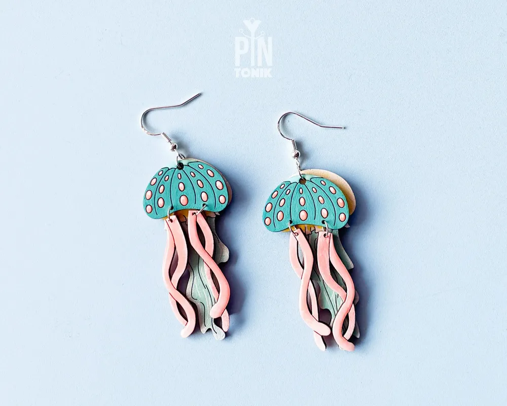 Bijoux - Boucles d'oreilles méduses colorées - Bijoux pour une fête sur la plage - PINTONIK