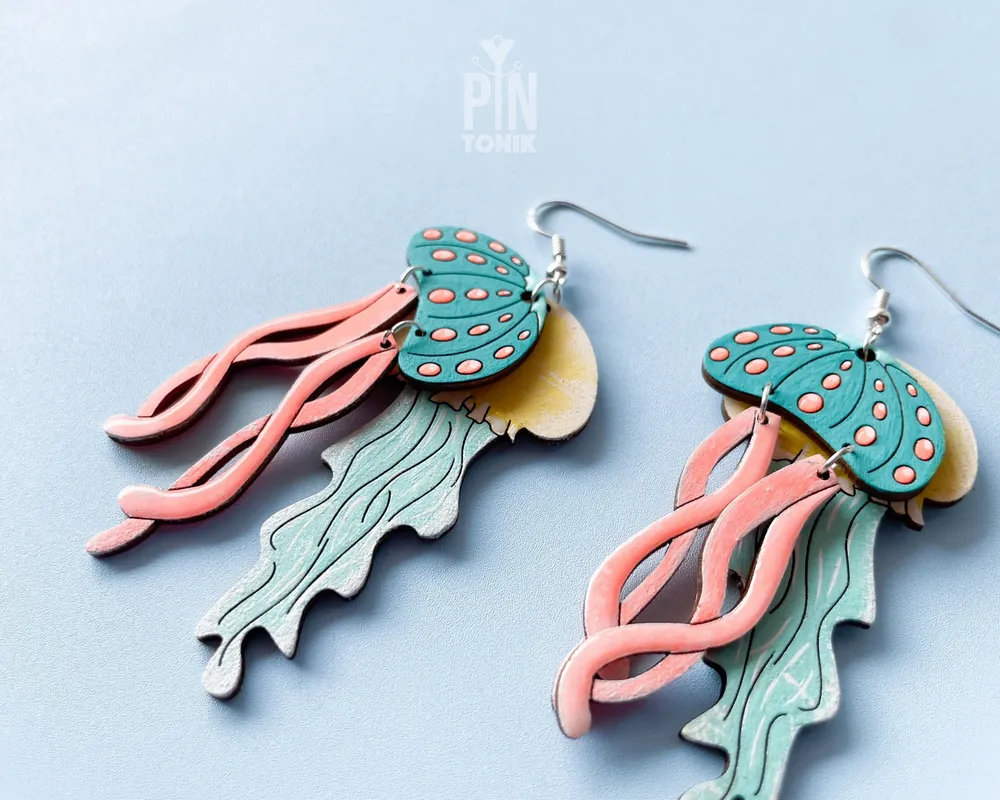 Bijoux - Boucles d'oreilles méduses colorées - Bijoux pour une fête sur la plage - PINTONIK