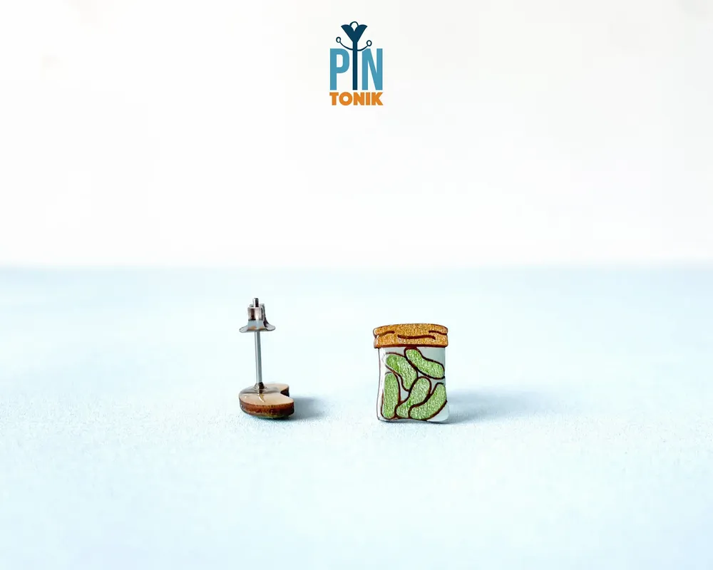 Bijoux - Boucles d'oreilles cornichons dépareillées - Petites puces d'oreilles - Cadeaux originaux pour colocataire ou adolescente - PINTONIK
