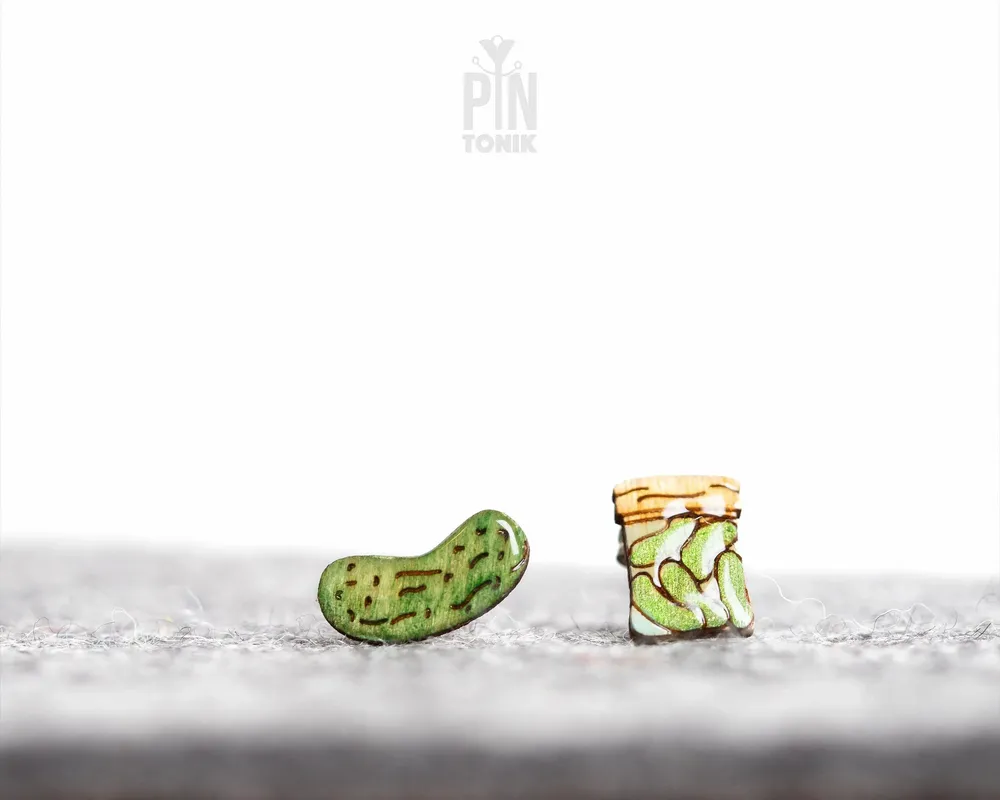 Bijoux - Boucles d'oreilles cornichons dépareillées - Petites puces d'oreilles - Cadeaux originaux pour colocataire ou adolescente - PINTONIK