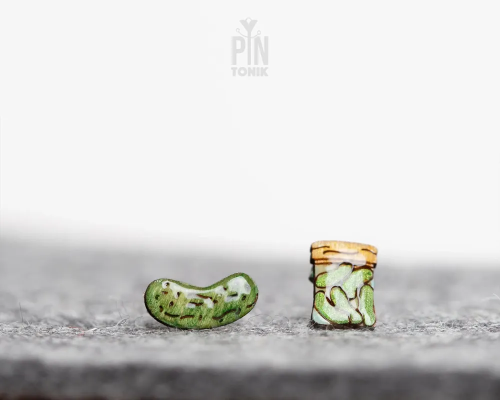 Bijoux - Boucles d'oreilles cornichons dépareillées - Petites puces d'oreilles - Cadeaux originaux pour colocataire ou adolescente - PINTONIK