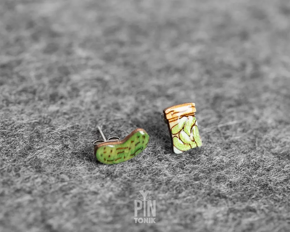 Bijoux - Boucles d'oreilles cornichons dépareillées - Petites puces d'oreilles - Cadeaux originaux pour colocataire ou adolescente - PINTONIK