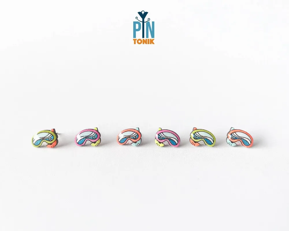 Bijoux - Boucles d'oreilles masque de plongée - Bijoux de plongée en bois amusants - PINTONIK