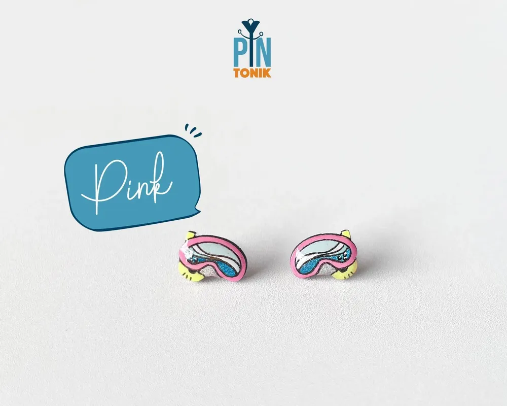 Bijoux - Boucles d'oreilles masque de plongée - Bijoux de plongée en bois amusants - PINTONIK