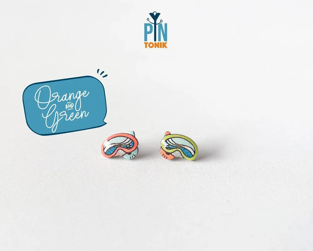 Bijoux - Boucles d'oreilles masque de plongée - Bijoux de plongée en bois amusants - PINTONIK