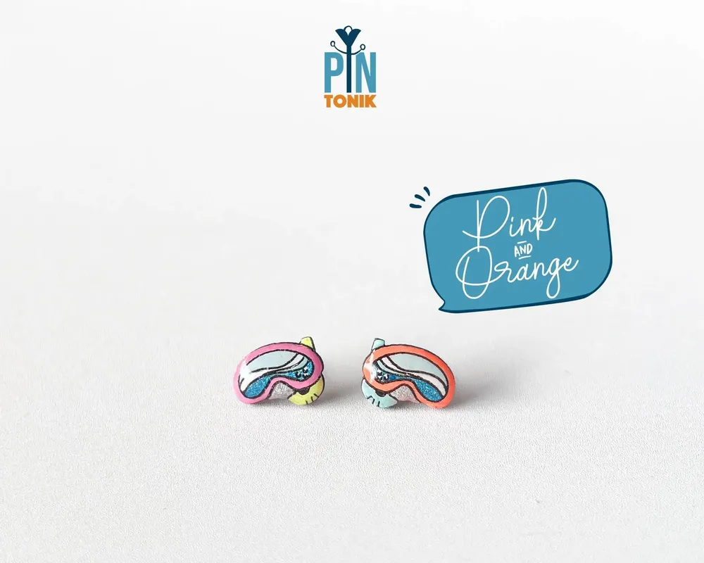 Bijoux - Boucles d'oreilles masque de plongée - Bijoux de plongée en bois amusants - PINTONIK