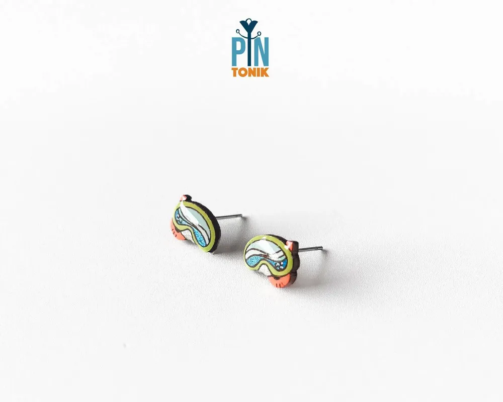 Bijoux - Boucles d'oreilles masque de plongée - Bijoux de plongée en bois amusants - PINTONIK