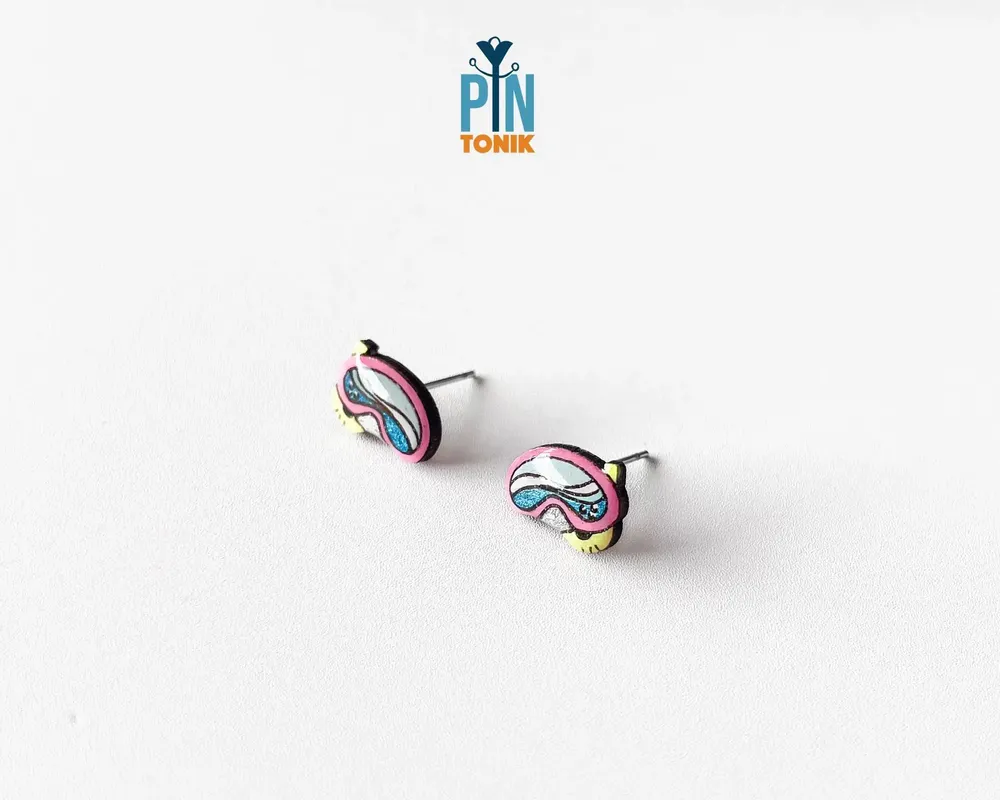 Bijoux - Boucles d'oreilles masque de plongée - Bijoux de plongée en bois amusants - PINTONIK
