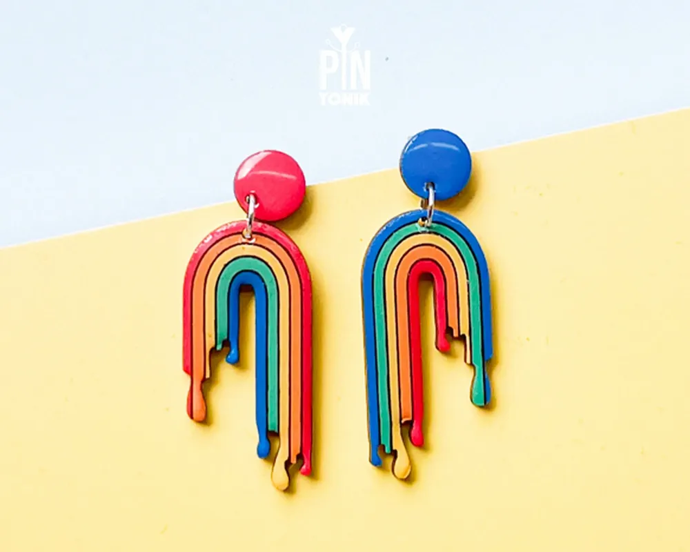 Jewelry - Fun Rainbow Earrings - Mismatched Gay Pride Earrings - Colorful Summer Jewelry - PINTONIK