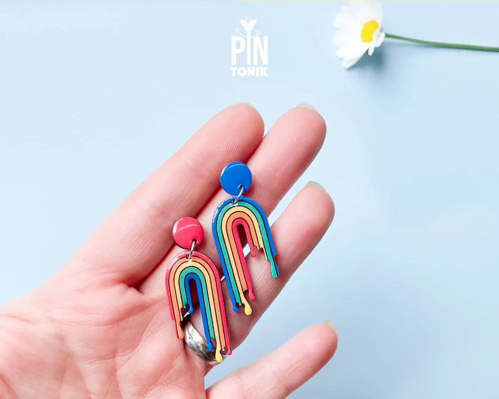 Jewelry - Fun Rainbow Earrings - Mismatched Gay Pride Earrings - Colorful Summer Jewelry - PINTONIK