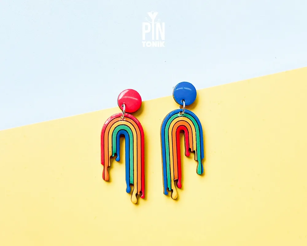 Jewelry - Fun Rainbow Earrings - Mismatched Gay Pride Earrings - Colorful Summer Jewelry - PINTONIK