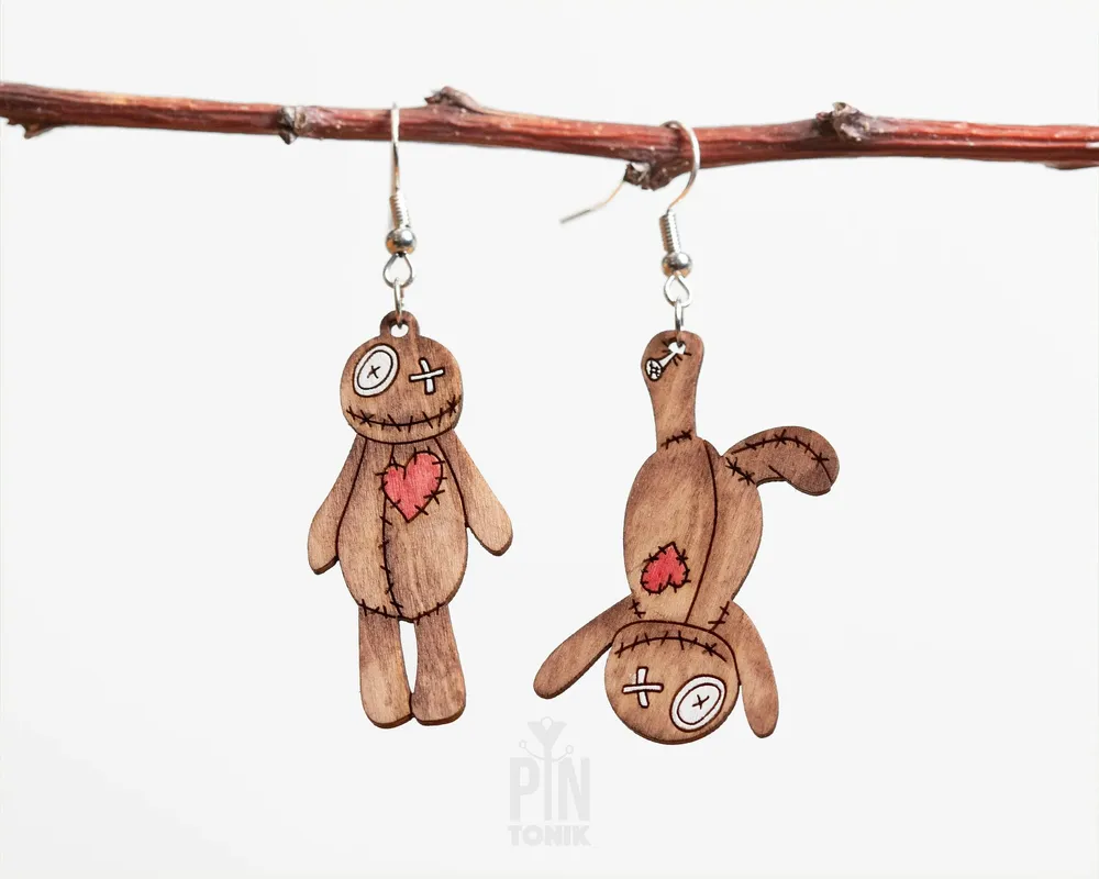Jewelry - Quirky Voodoo Doll Earrings - Spooky Witchcraft Jewelry - PINTONIK