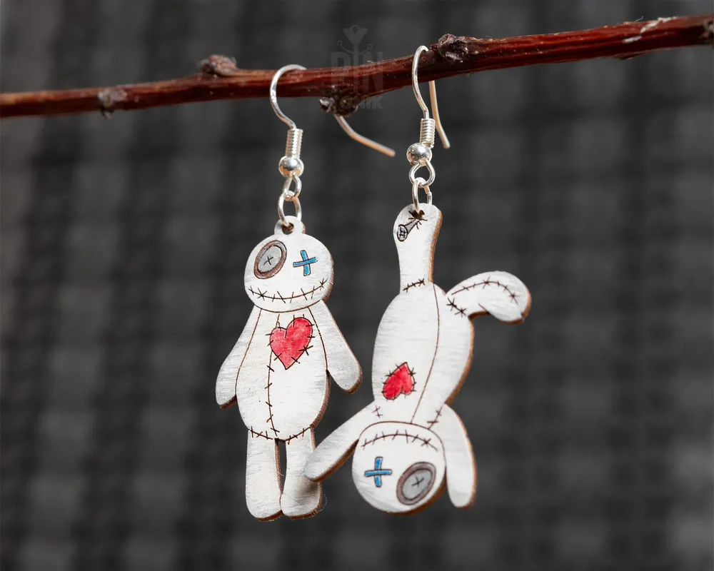 Jewelry - Quirky Voodoo Doll Earrings - Spooky Witchcraft Jewelry - PINTONIK